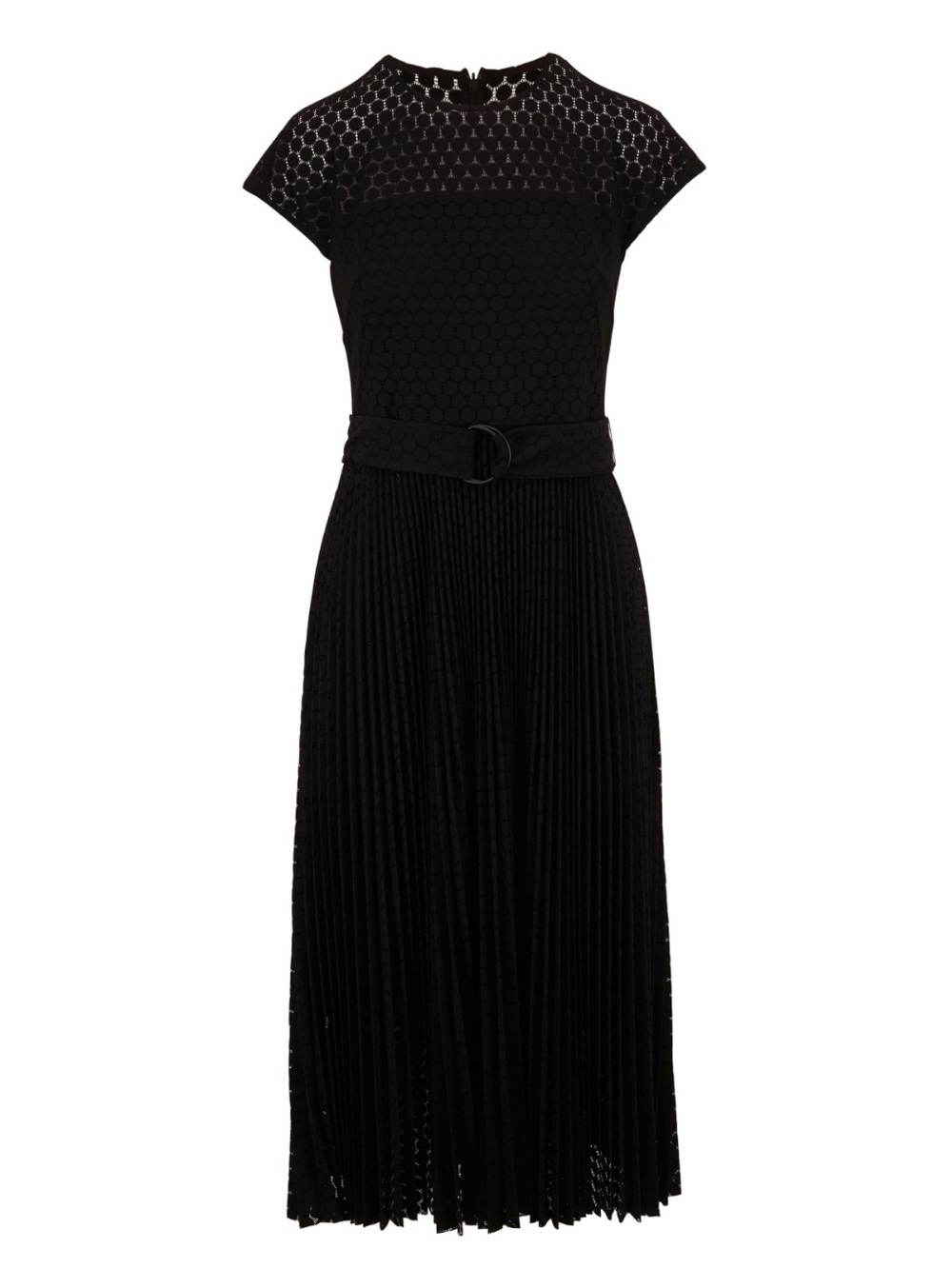 AKRIS PUNTO Black Dot Lace Capsleeve Dress